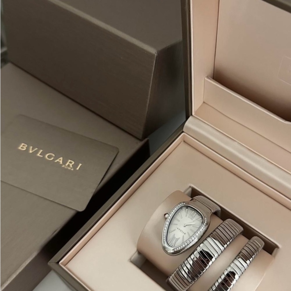 Bulgari Silver and White Men's Watch